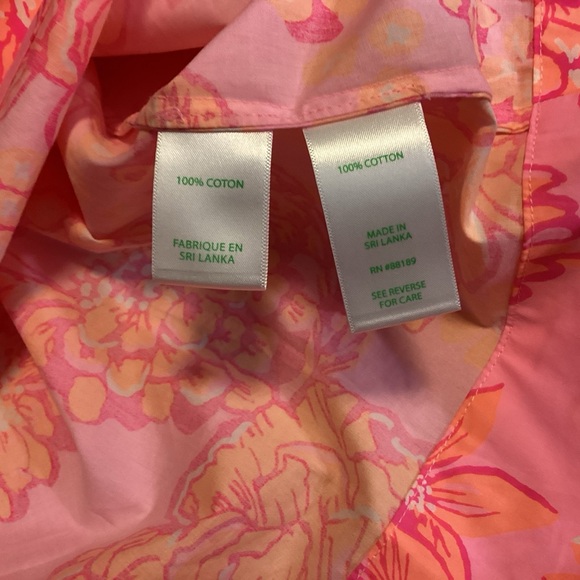 Lilly Pulitzer Pink and Orange Floral Puff Sleeve Blouse size Medium EUC $148 - Picture 9 of 9